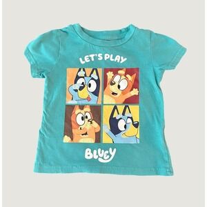 Bluey Lets Play Toddler T-Shirt Teal Green 100% Cotton Size 2T 1350